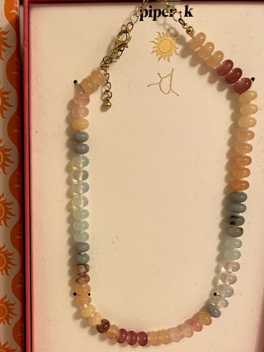 Piper K Multicolor Pastel Genuine Stone Beaded Necklace 16” NWT